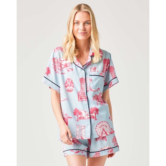 Katie Kime Dallas Toile Pajama Top - Picture 2 of 13